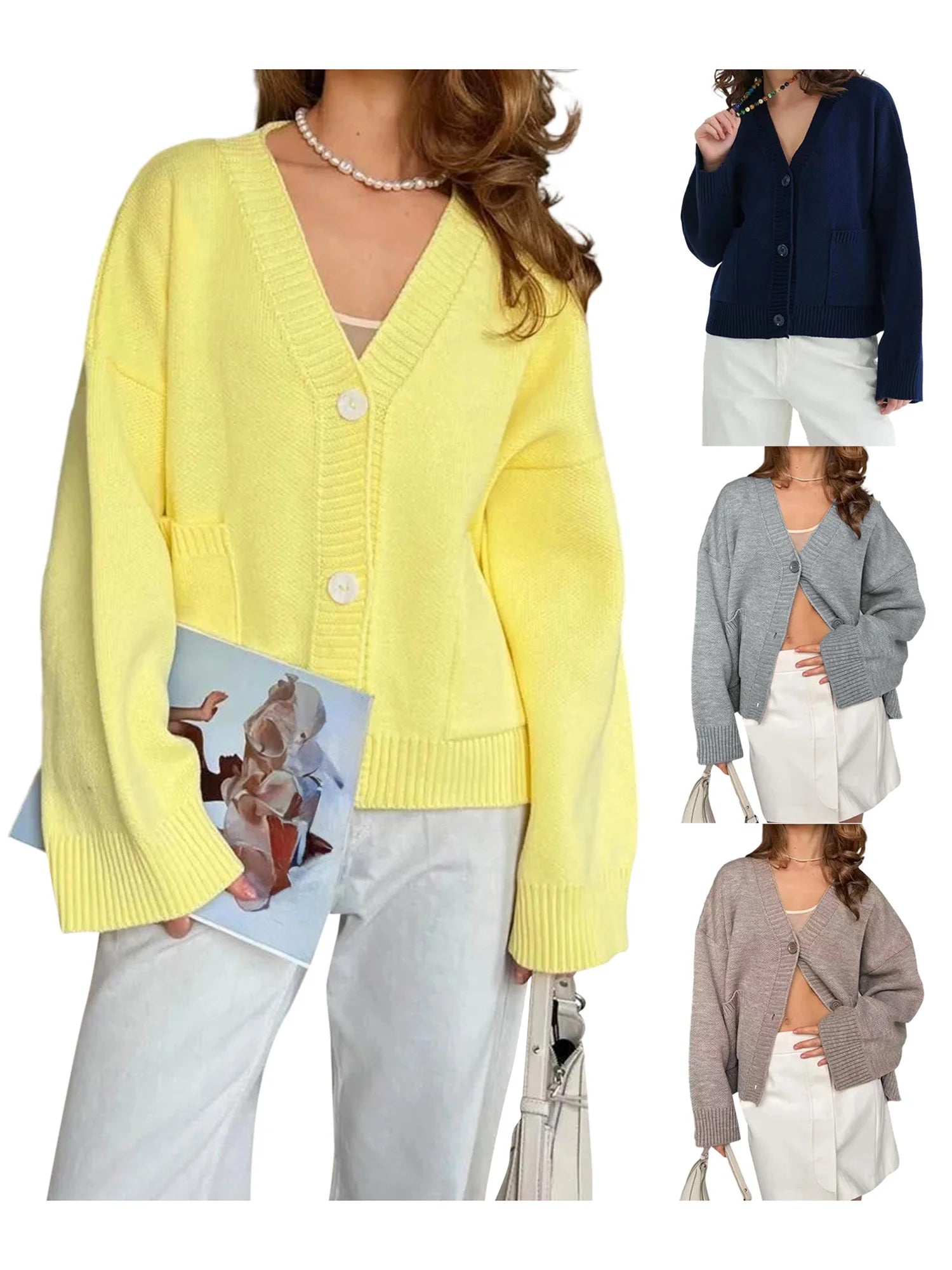 V-Neck Button Down Cardigan